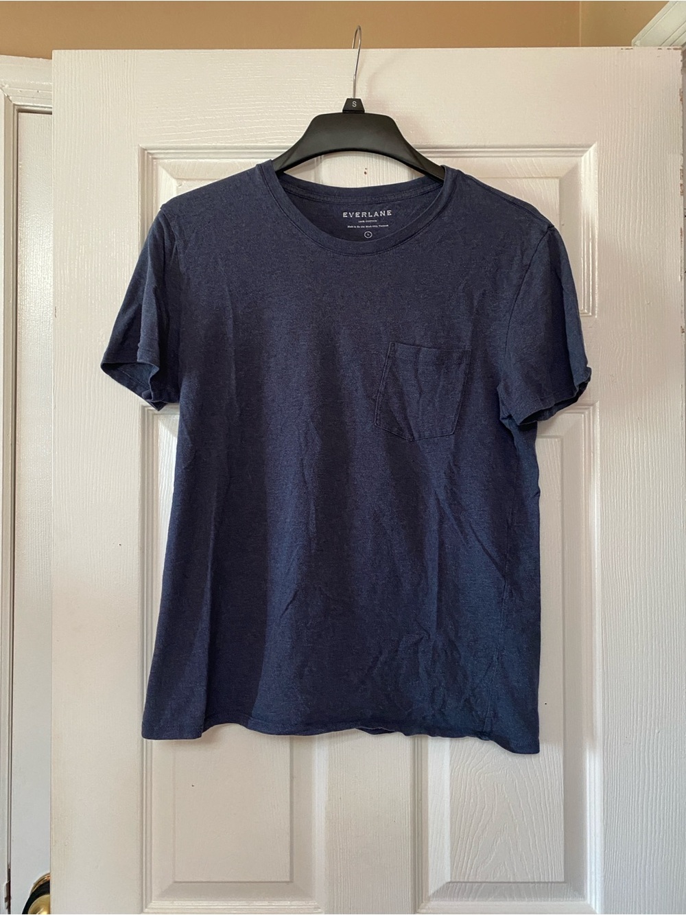 Everlane Navy Blue Front Pocket Crew Neck Cotton Short Sleeves T- Shirt